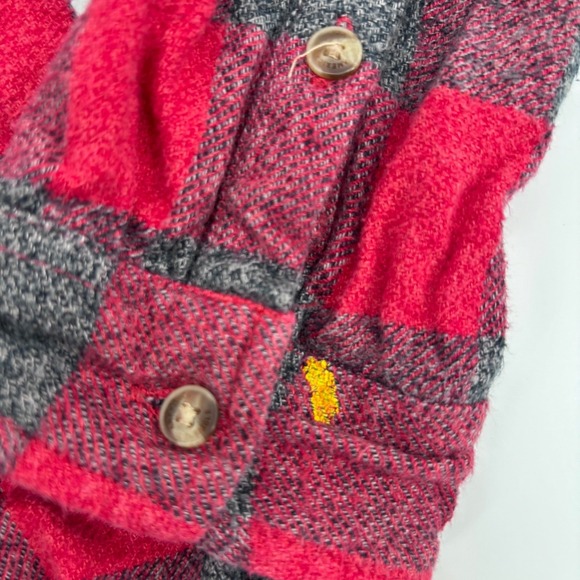 American Eagle Outfitter Slim Fit Buffalo Plaid Flannel Shirt Womens S Red Gray - Picture 3 of 5
